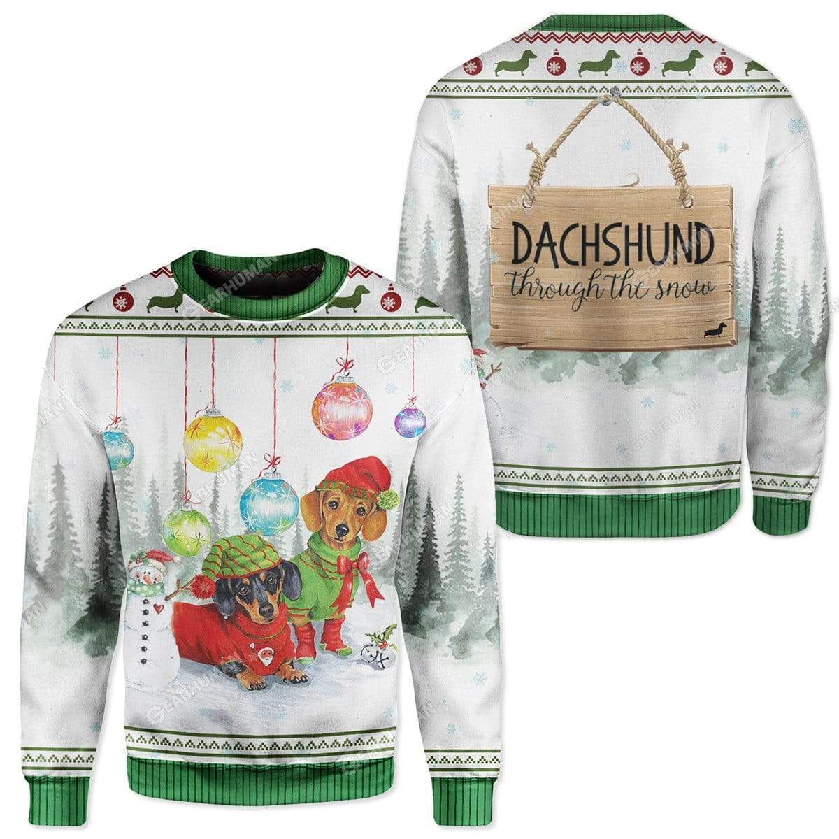 Ugly Dachshund Through The Snow Christmas Custom T-Shirts Hoodies Apparel DG-TA0212191 3D Custom Fleece Hoodies 