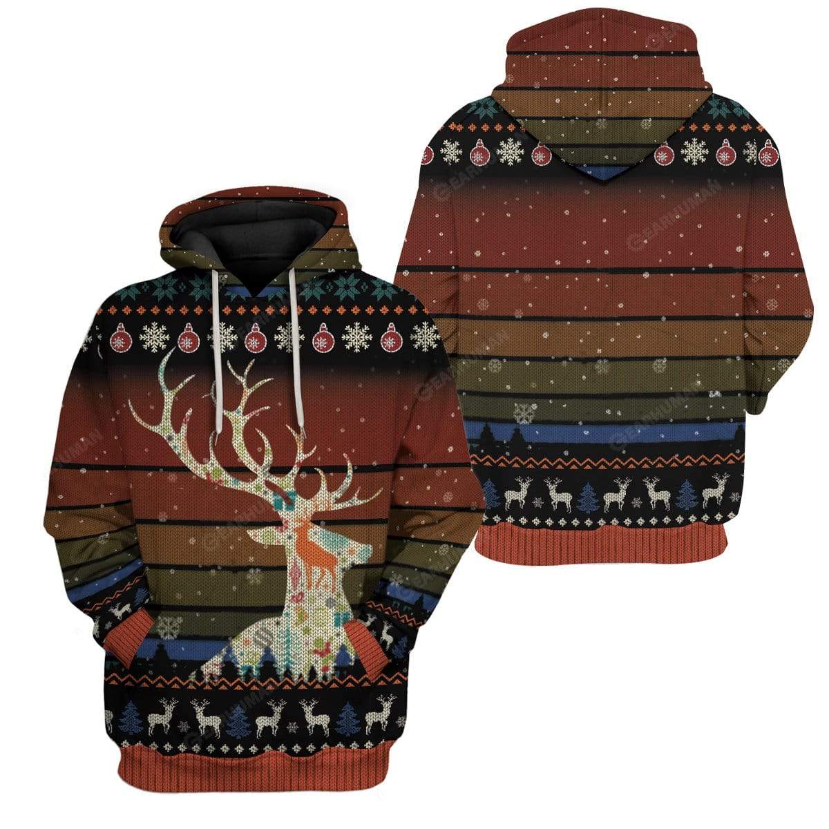 Ugly Deer Custom T-shirt - Hoodies Apparel HD-AT22111907 3D Custom Fleece Hoodies 