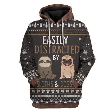 Gearhumans Ugly Easily Distracted By Sloths And Dogs Custom T-Shirts Hoodies Apparel