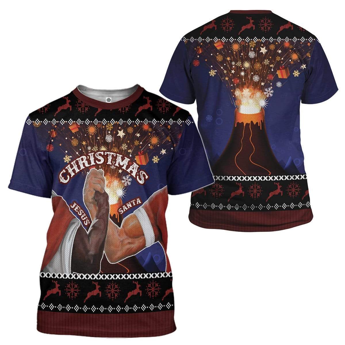 Ugly Epic Handshake Santa and Jesus Christmas Custom T-Shirts Hoodies Apparel JE-DT0912191 3D Custom Fleece Hoodies 