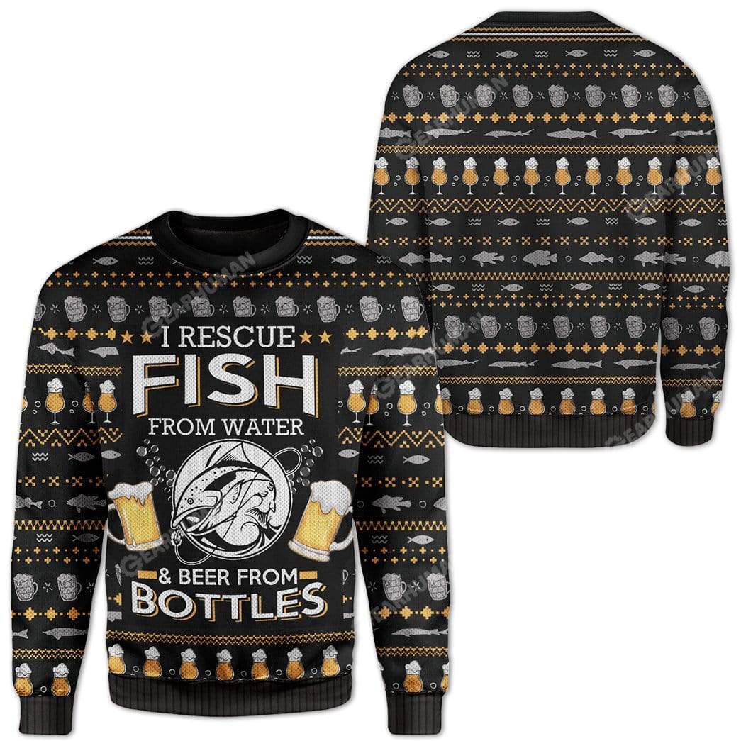 Ugly Fish And Beer Custom Sweater Apparel HD-DT22111916 Ugly Christmas Sweater 