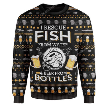 Gearhumans Ugly Fish And Beer Custom Sweater Apparel