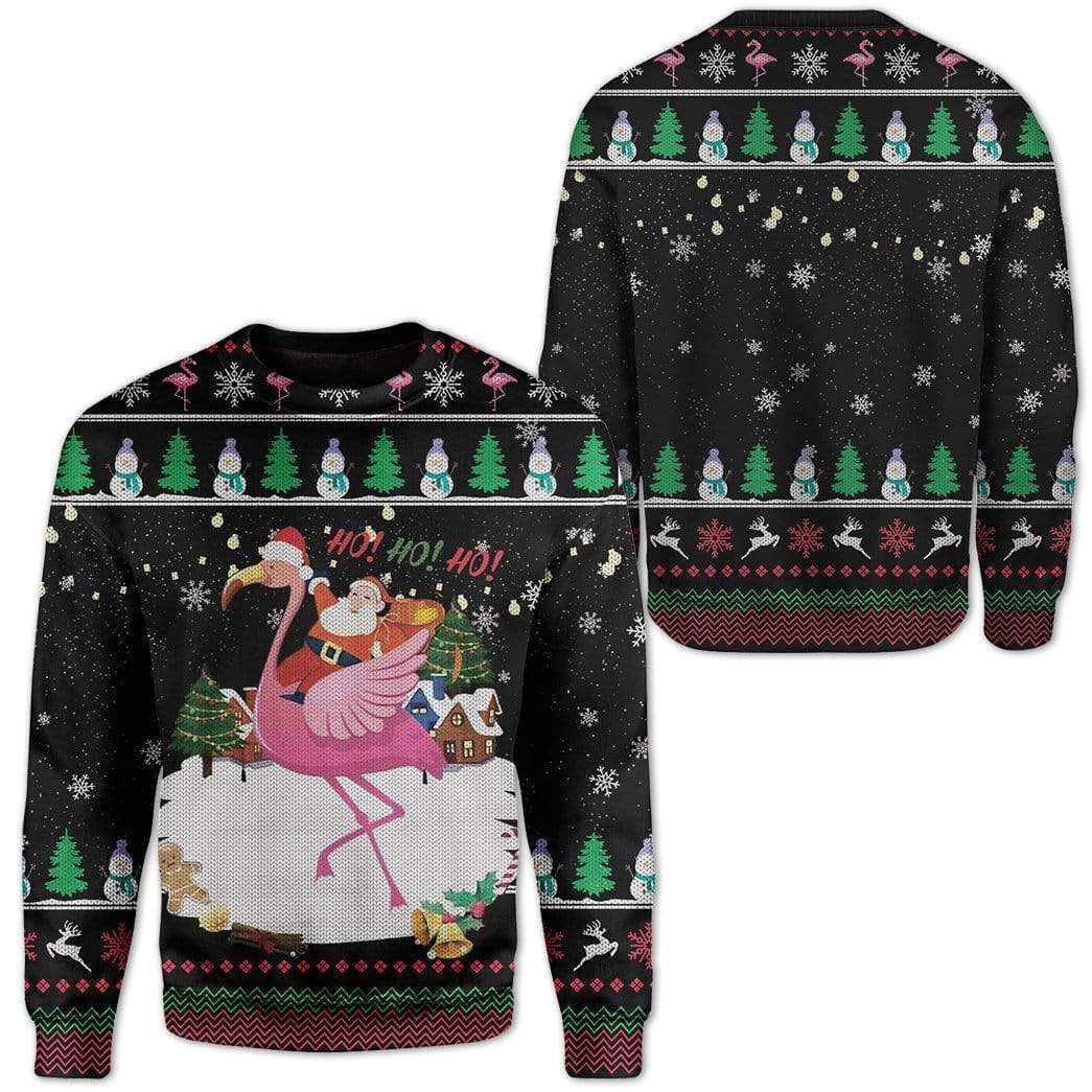 Ugly Flamingo And Santa Custom T-shirt - Hoodies Apparel HD-TT07111917 Ugly Christmas Sweater 