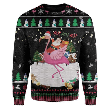 Gearhumans Ugly Flamingo And Santa Custom T-shirt - Hoodies Apparel