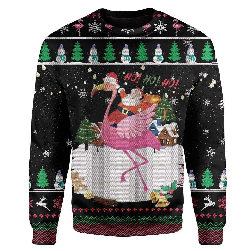 Ugly Flamingo And Santa Custom T-shirt - Hoodies Apparel HD-TT07111917 Ugly Christmas Sweater Long Sleeve S 