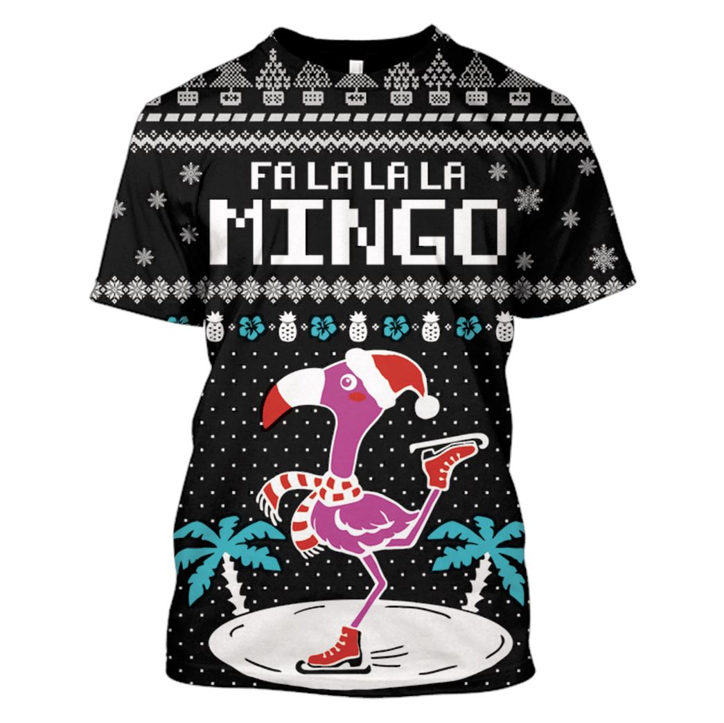 ugly flamingo in christmas day Custom T-shirt - Hoodies Apparel HD-UGL110196 3D Custom Fleece Hoodies T-Shirt S 