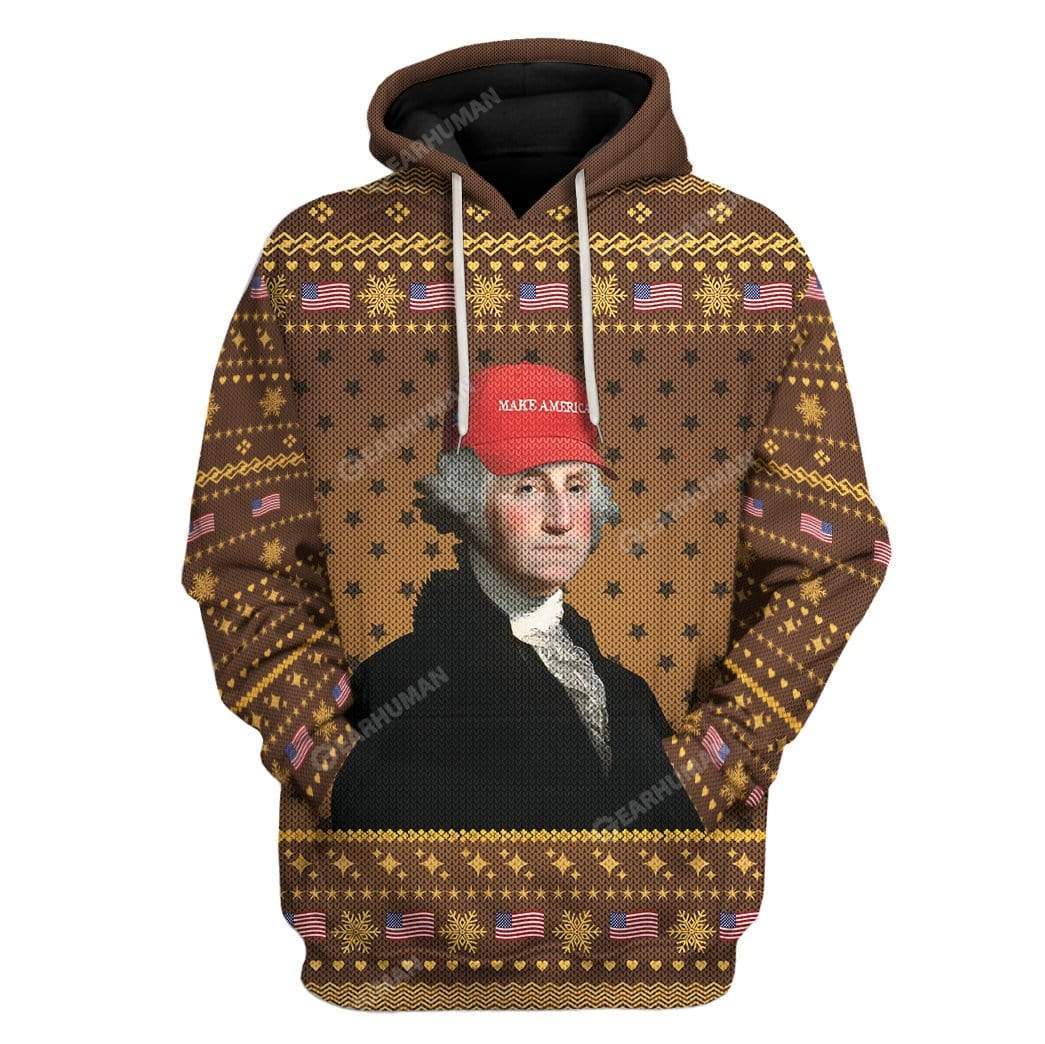 Ugly George Washington Custom T-shirt - Hoodies Apparel HD-AT20111902 3D Custom Fleece Hoodies Hoodie S 