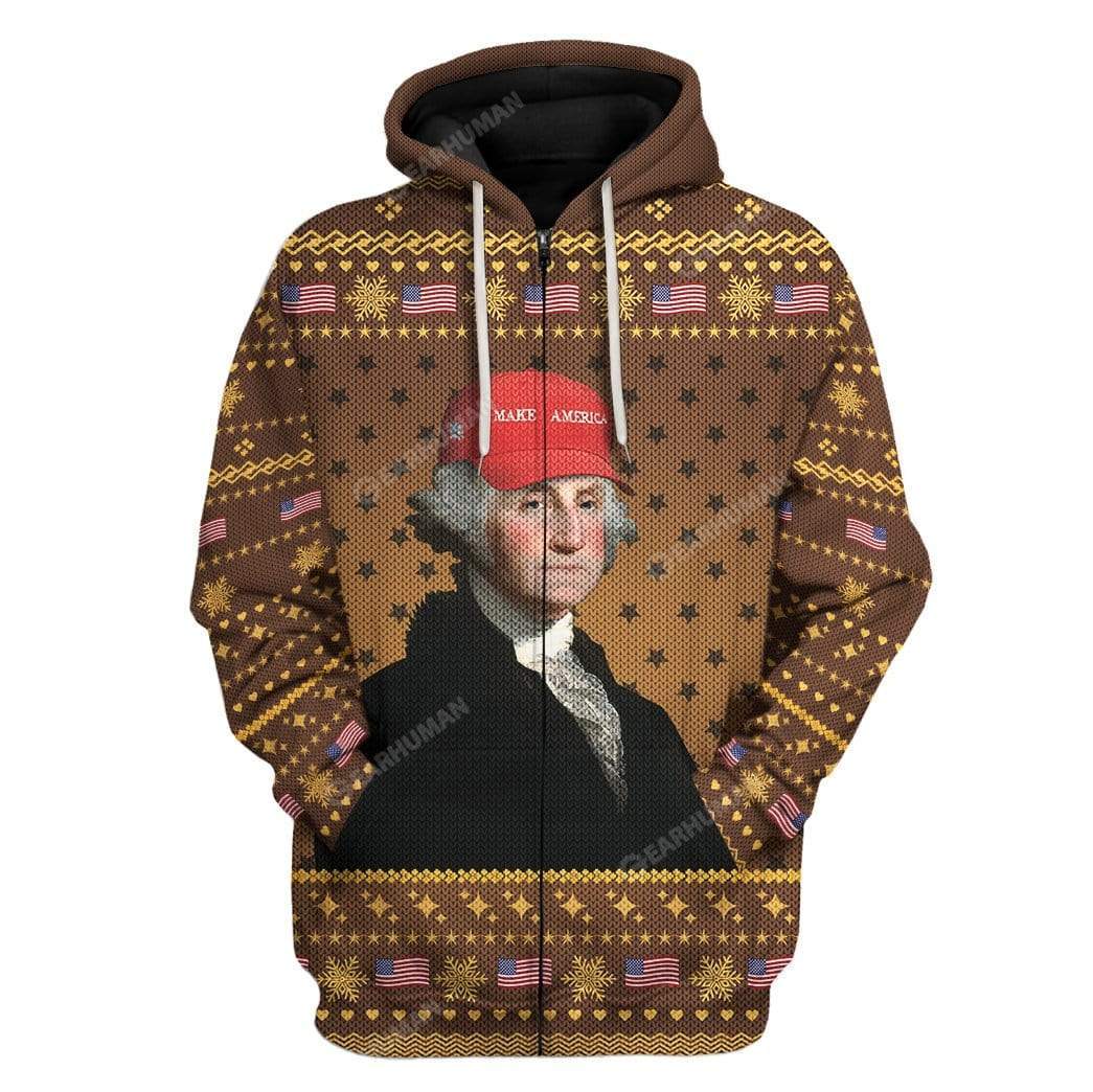 Ugly George Washington Custom T-shirt - Hoodies Apparel HD-AT20111902 3D Custom Fleece Hoodies Zip Hoodie S 