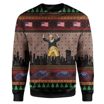 Ugly George Washington Joker Custom Sweater Apparel HD-GH07111921 Ugly Christmas Sweater Long Sleeve S 