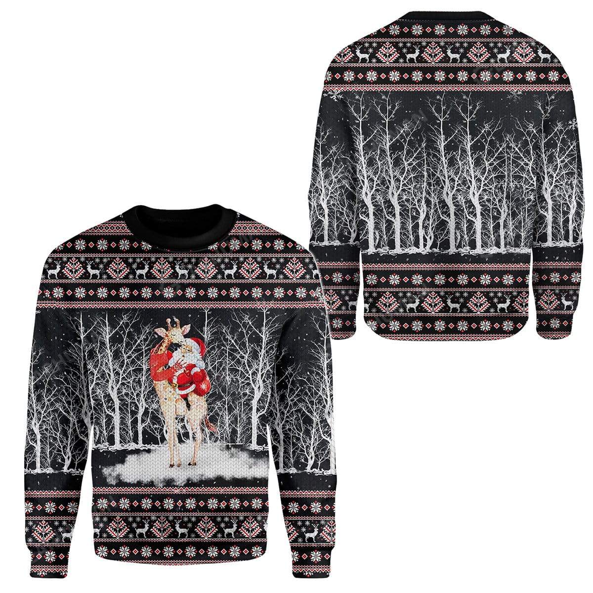 Ugly Giraffe And Santa Custom Sweater Apparel HD-TT12111914 Ugly Christmas Sweater 