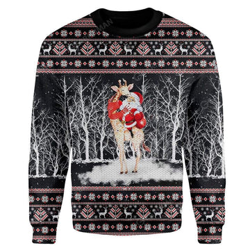 Gearhumans Ugly Giraffe And Santa Custom Sweater Apparel