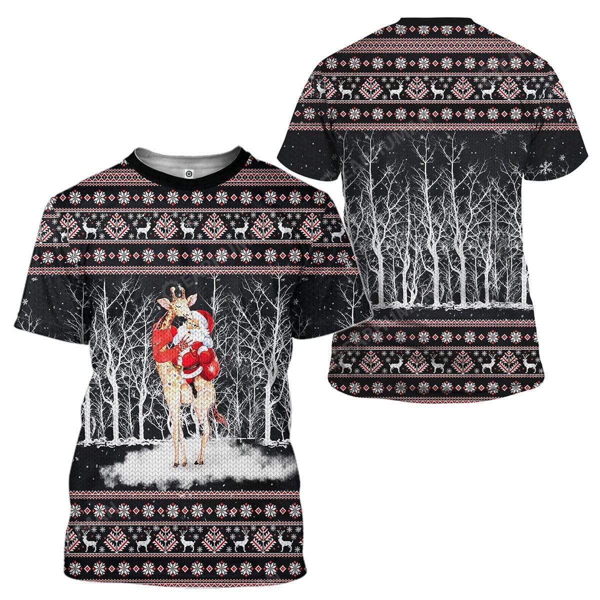 Ugly Giraffe And Santa Custom T-shirt - Hoodies Apparel HD-TT12111914 3D Custom Fleece Hoodies 