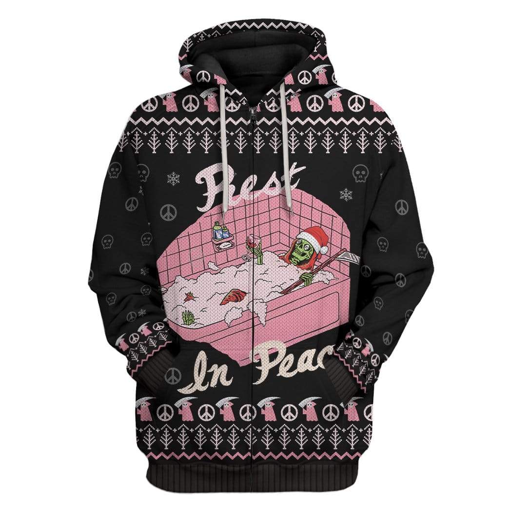 Ugly Grim Reaper Rest in Peace Christmas Custom T-Shirts Hoodies Apparel HP-DT0512194 3D Custom Fleece Hoodies Zip Hoodie S 