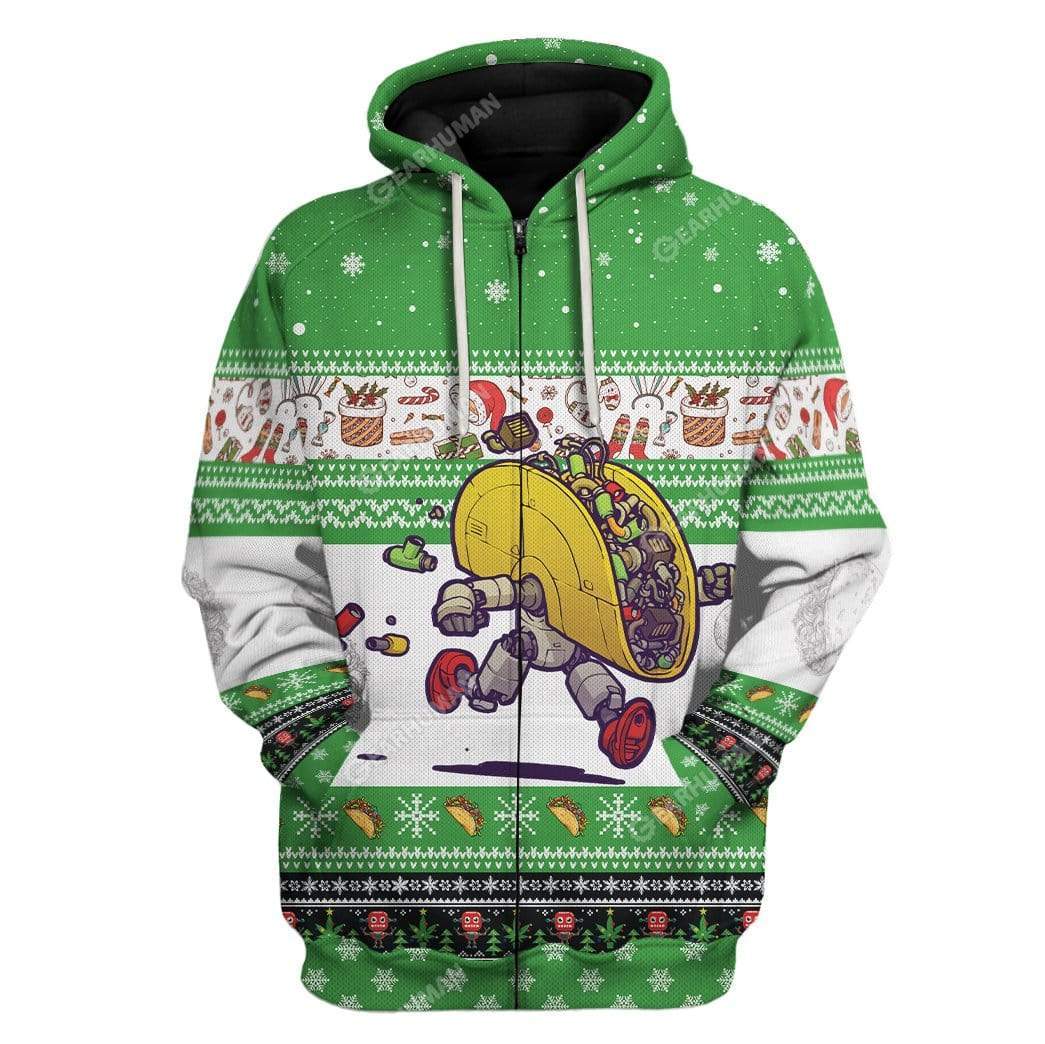 Ugly Holiday Tacobot Hoodie T-Shirts Apparel HD-TA2811193 3D Custom Fleece Hoodies Zip Hoodie S 