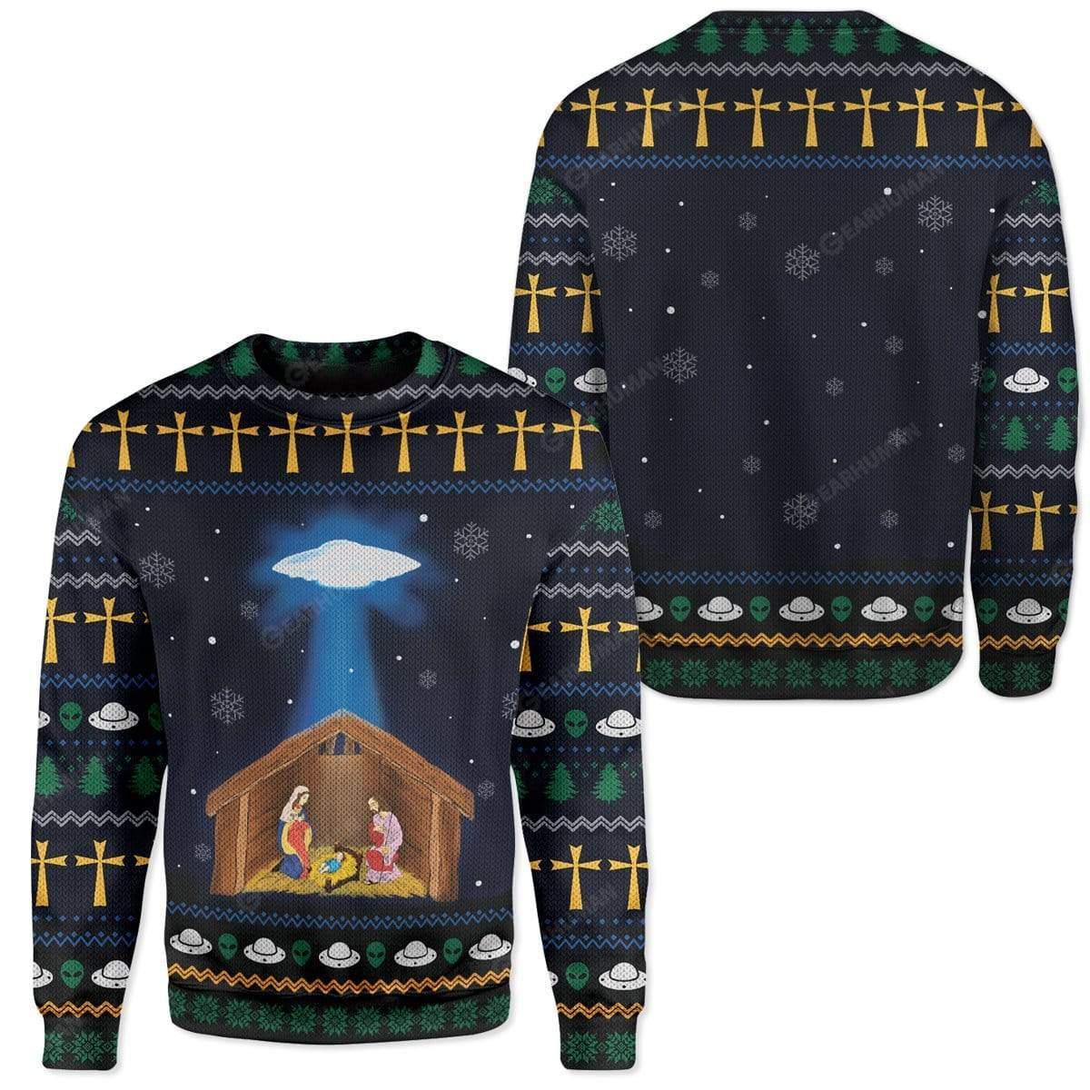 Ugly Jesus Nativity With UFO Star Custom T-shirt - Hoodies Apparel HD-TA14111915 3D Custom Fleece Hoodies 
