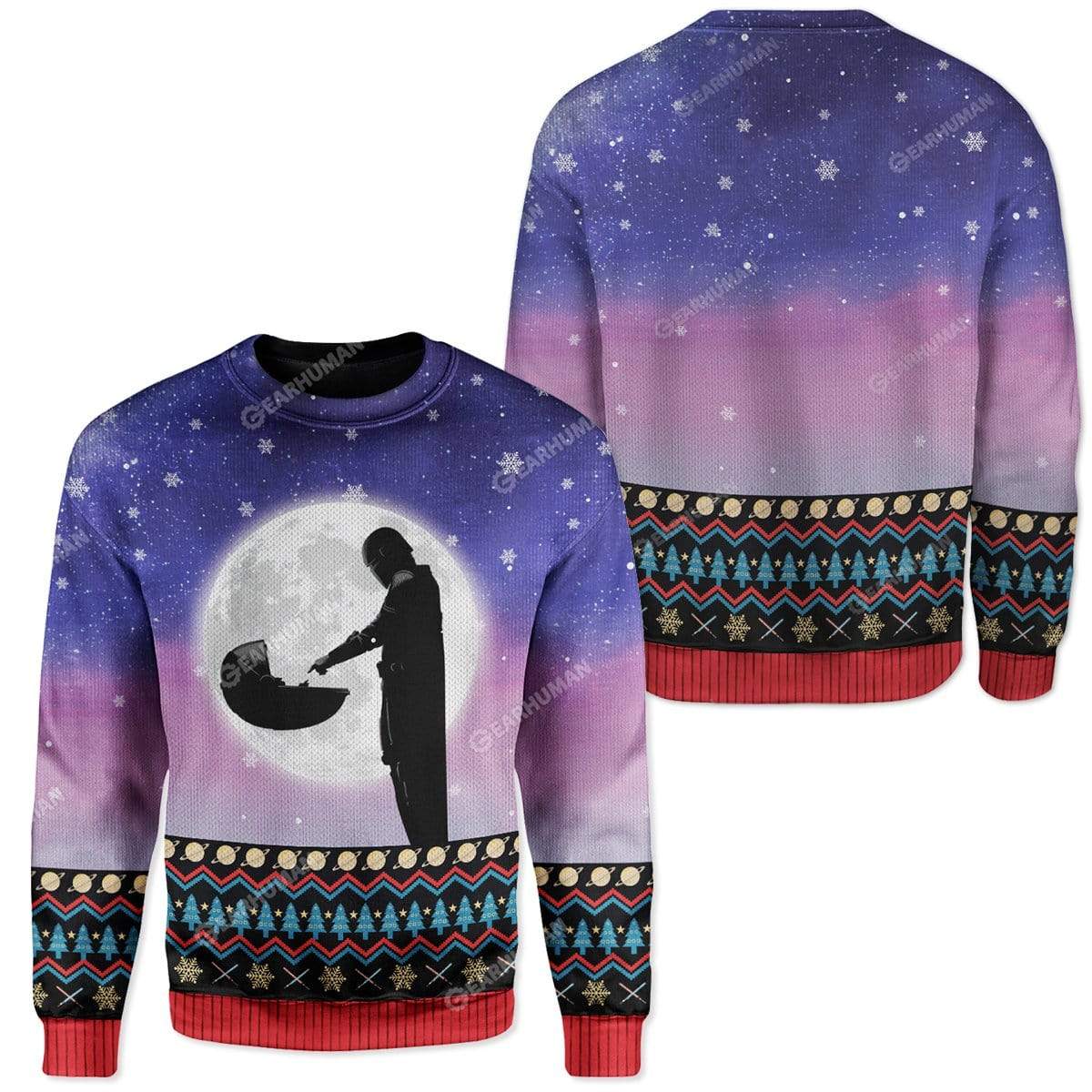 Ugly Mando And Baby Custom Sweater Apparel MV-TA2611194 Ugly Christmas Sweater 