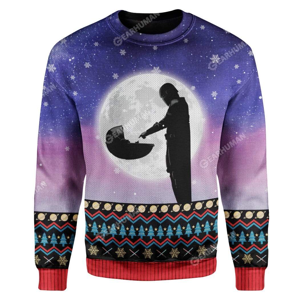 Ugly Mando And Baby Custom Sweater Apparel MV-TA2611194 Ugly Christmas Sweater Long Sleeve S 