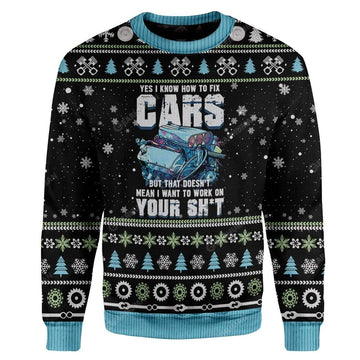 Gearhumans Ugly Mechanic I Know To Fix Cars Custom Sweater Apparel