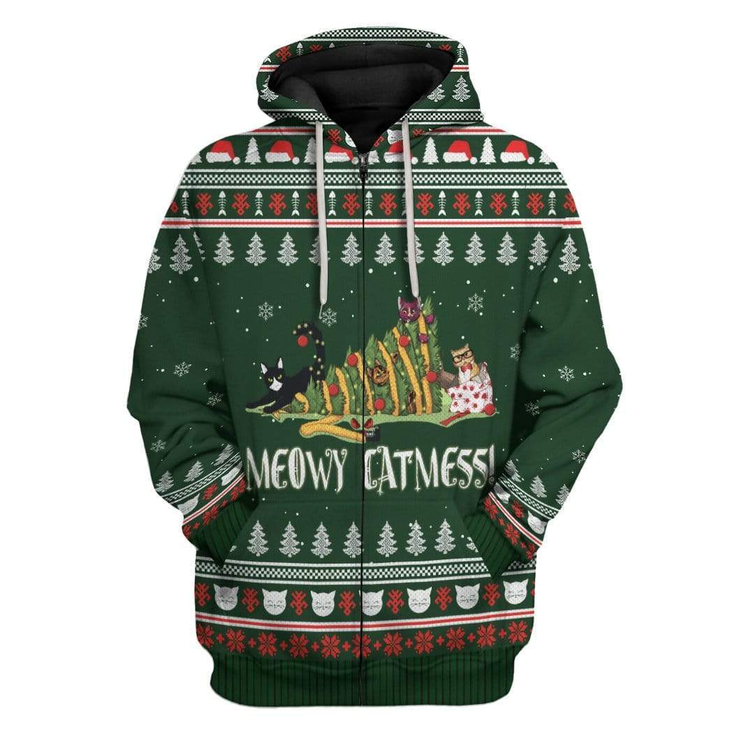 Ugly Meowy Catmess Custom T-Shirts Hoodies Apparel CT-AT0912192 3D Custom Fleece Hoodies Zip Hoodie S 
