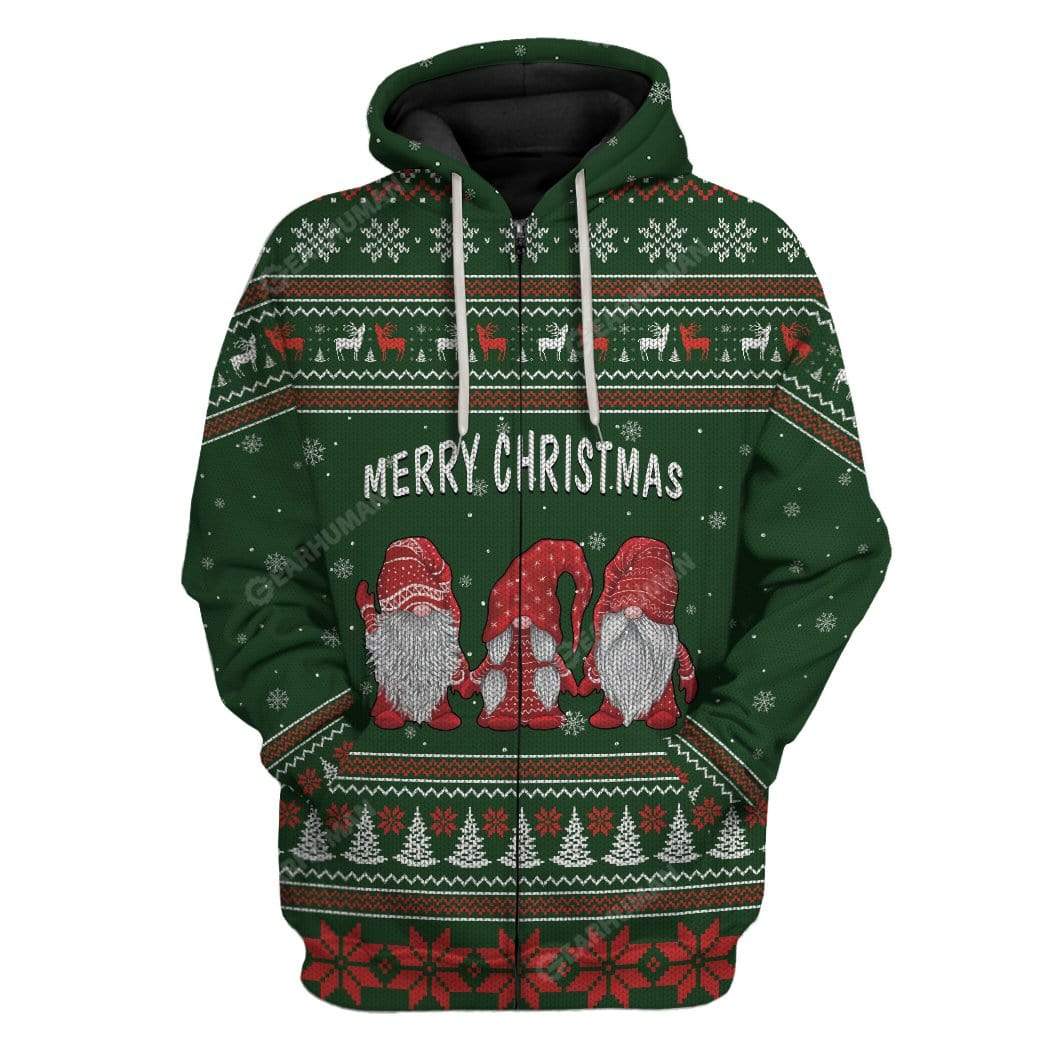 Ugly Merry Christmas Custom T-shirt - Hoodies Apparel HD-AT13111917 3D Custom Fleece Hoodies Zip Hoodie S 