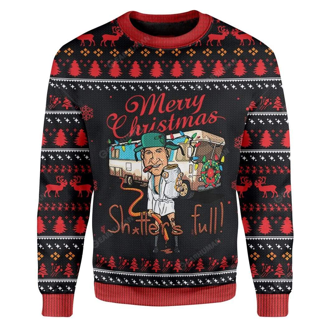 Ugly Merry Christmas Sh*tter's Full Custom Sweater Apparel MV-AT2811194 Ugly Christmas Sweater Long Sleeve S 