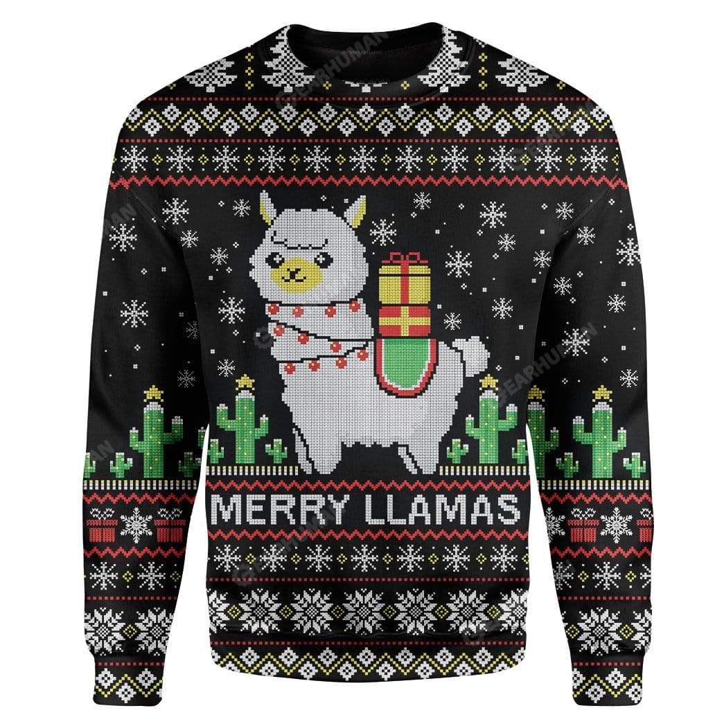 Ugly Merry Llamas Custom Sweater Apparel HD-DT18111901 Ugly Christmas Sweater Long Sleeve S 