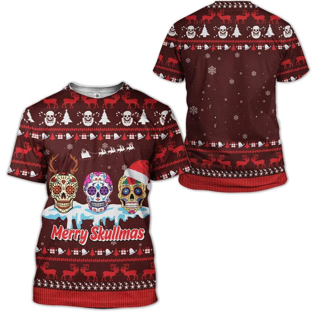 Ugly Merry Skullmas Custom T-shirt - Hoodies Apparel HD-DT21111903 3D Custom Fleece Hoodies 