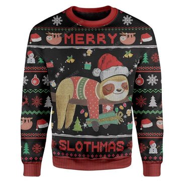 Gearhumans Ugly Merry Slothmas Custom Sweater Apparel