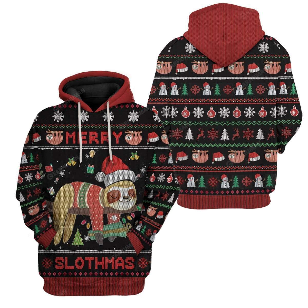 Ugly Merry Slothmas Custom T-shirt - Hoodies Apparel HD-DT22111902 3D Custom Fleece Hoodies 