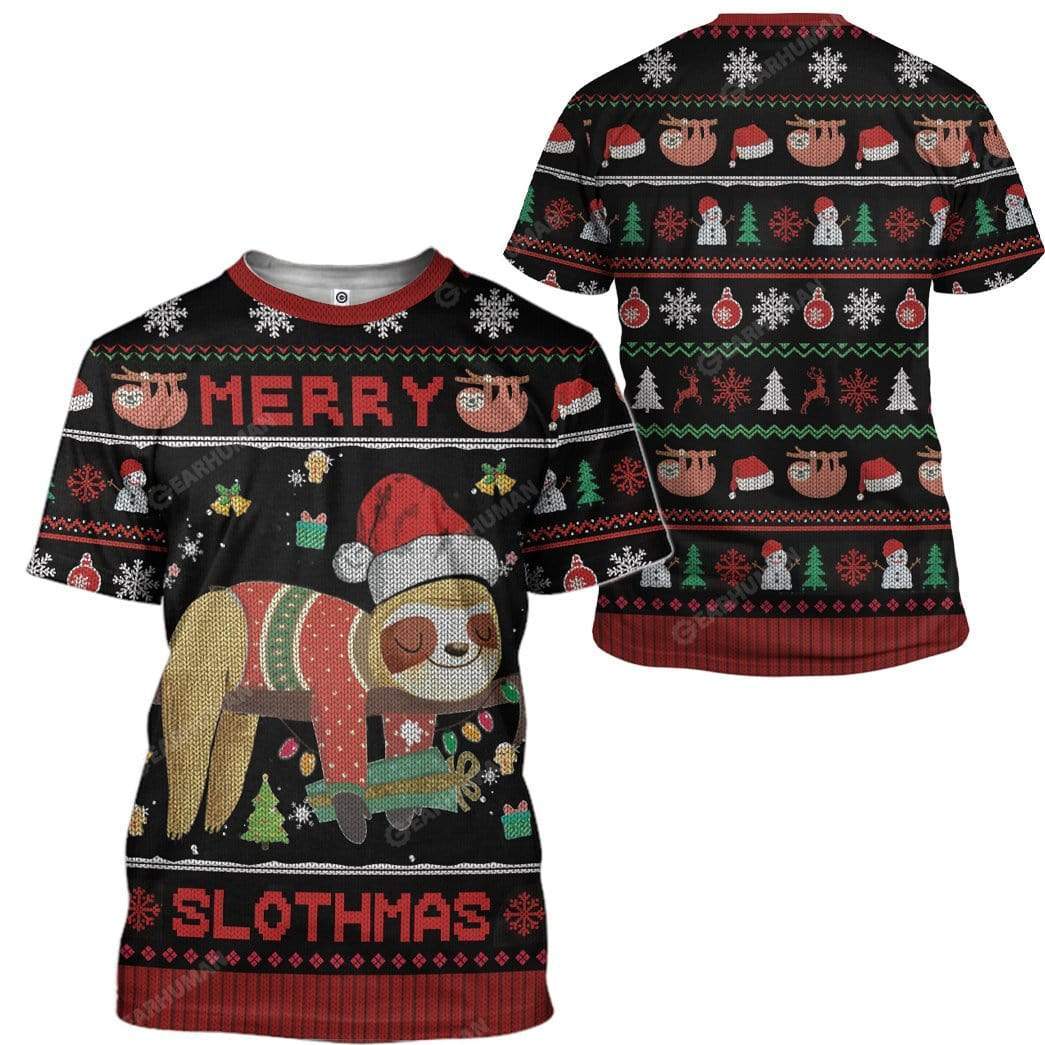 Ugly Merry Slothmas Custom T-shirt - Hoodies Apparel HD-DT22111902 3D Custom Fleece Hoodies 