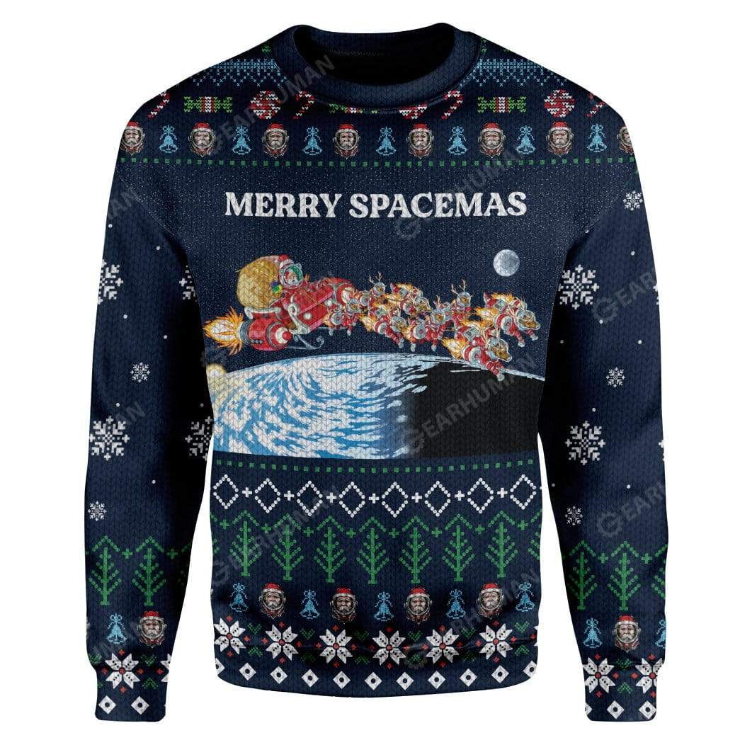 Ugly Merry Spacemas Custom Sweater Apparel HD-DT18111916 Ugly Christmas Sweater Long Sleeve S 