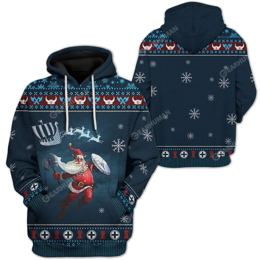 Ugly Merry Viking Christmas Custom T-Shirts Hoodies Apparel VK-DT2811194 3D Custom Fleece Hoodies 