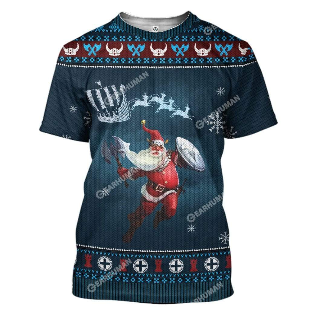 Ugly Merry Viking Christmas Custom T-Shirts Hoodies Apparel VK-DT2811194 3D Custom Fleece Hoodies T-Shirt S 