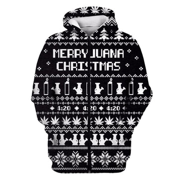 Gearhumans Ugly MERRYJUANA CHRISTMAS Custom T-shirt - Hoodies Apparel