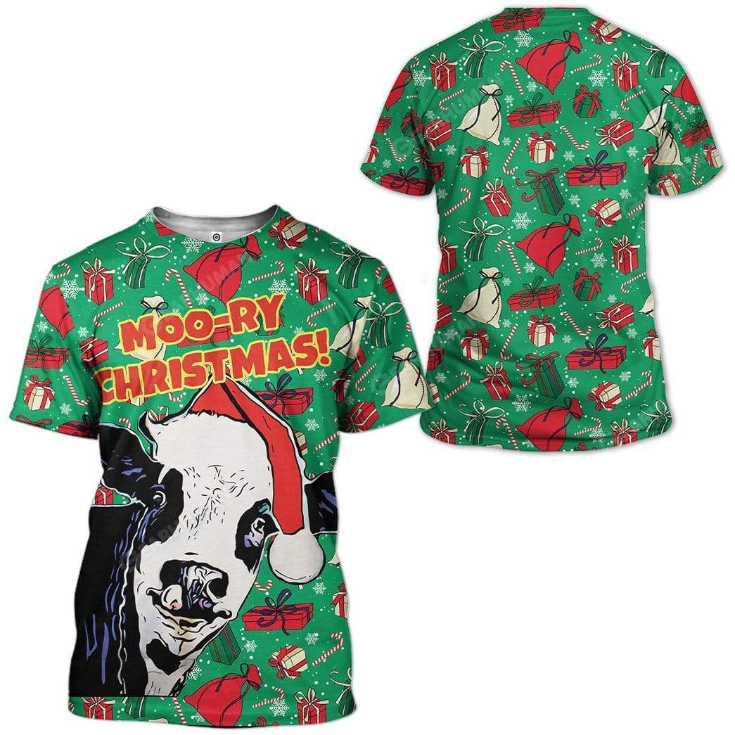 Ugly Moo-ry Christmas Custom T-shirt - Hoodies Apparel HD-TT21111916 3D Custom Fleece Hoodies 