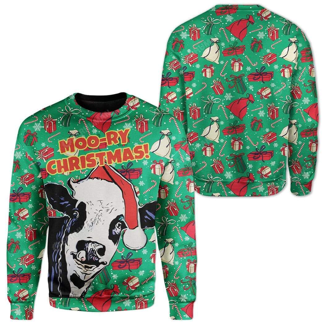 Ugly Moo-ry Christmas Custom T-shirt - Hoodies Apparel HD-TT21111916 3D Custom Fleece Hoodies 