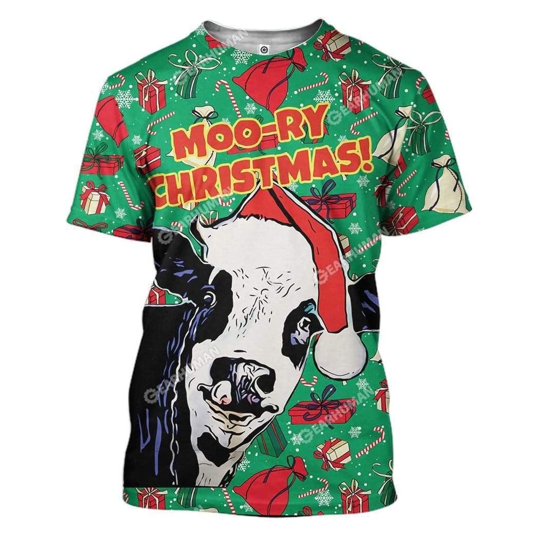 Ugly Moo-ry Christmas Custom T-shirt - Hoodies Apparel HD-TT21111916 3D Custom Fleece Hoodies T-Shirt S 