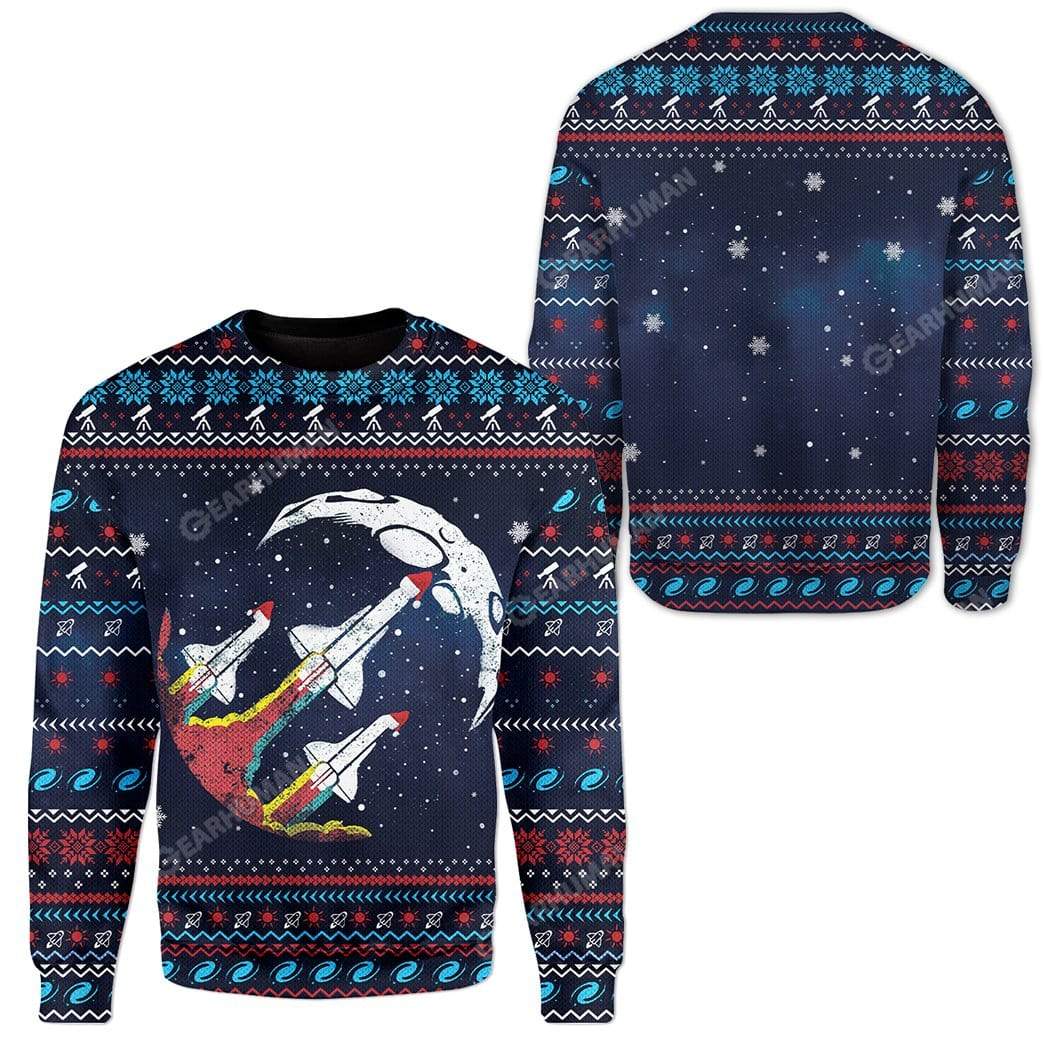 Ugly Nasa Retro Rocket Custom T-shirt - Hoodies Apparel HD-AT07111909 Ugly Christmas Sweater 