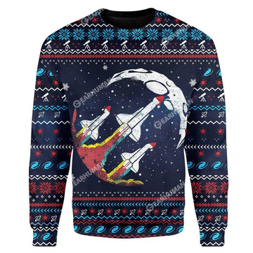 Ugly Nasa Retro Rocket Custom T-shirt - Hoodies Apparel HD-AT07111909 Ugly Christmas Sweater Long Sleeve S 