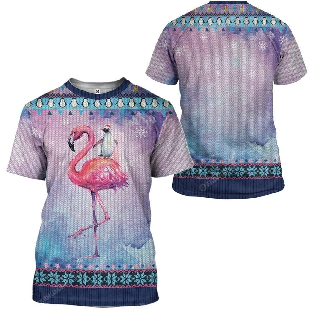 Ugly Peguin Riding Flamingo Christmas Custom Hoodie T-Shirts Apparel AN-TA3011192 3D Custom Fleece Hoodies 