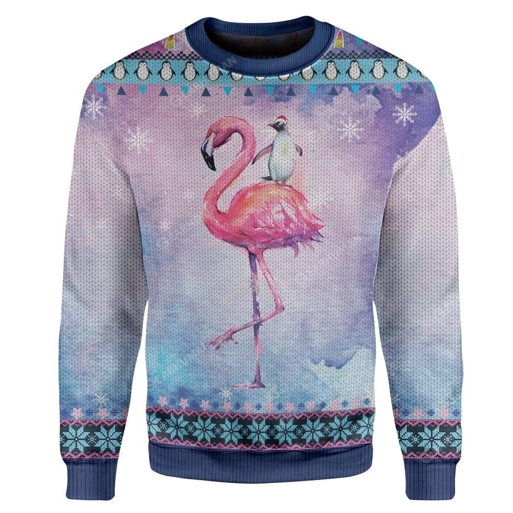 Ugly Peguin Riding Flamingo Christmas Custom Hoodie T-Shirts Apparel AN-TA3011192 3D Custom Fleece Hoodies Long Sleeve S 