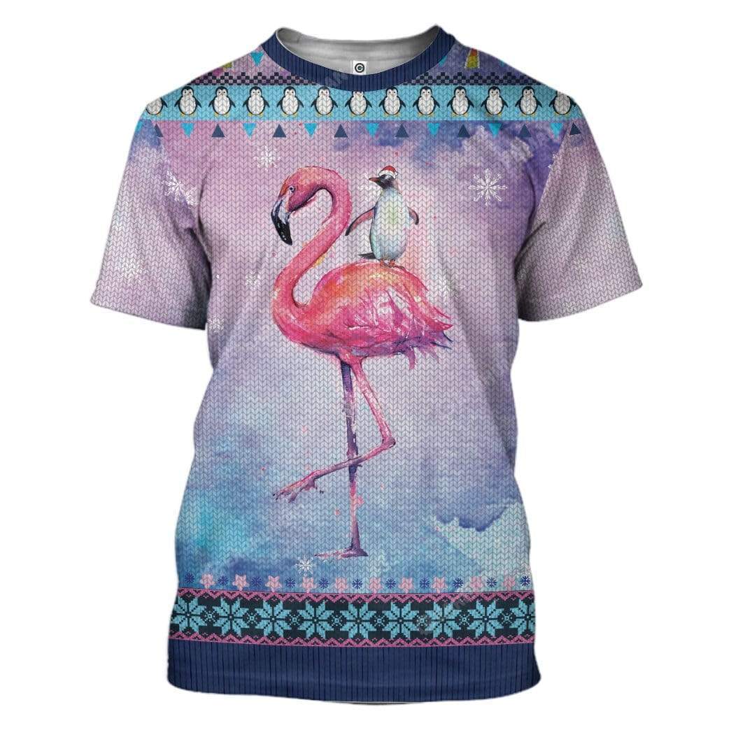 Ugly Peguin Riding Flamingo Christmas Custom Hoodie T-Shirts Apparel AN-TA3011192 3D Custom Fleece Hoodies T-Shirt S 