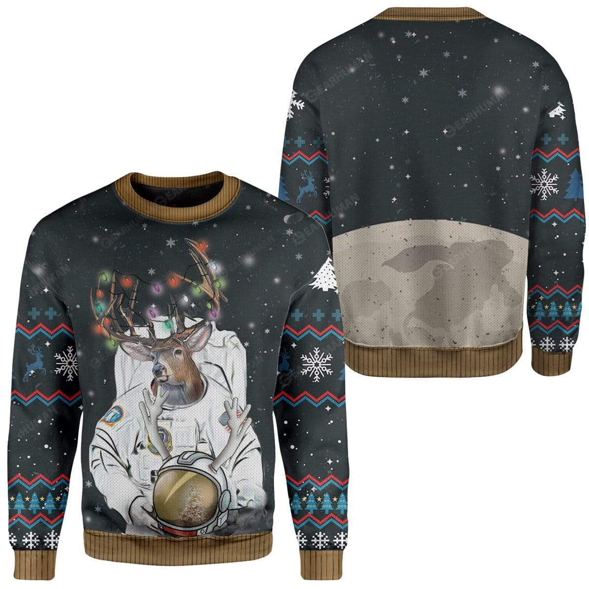 Ugly Reindeer Astronaut Christmas Custom T-Shirts Hoodies Apparel NA-TA0412193 3D Custom Fleece Hoodies 