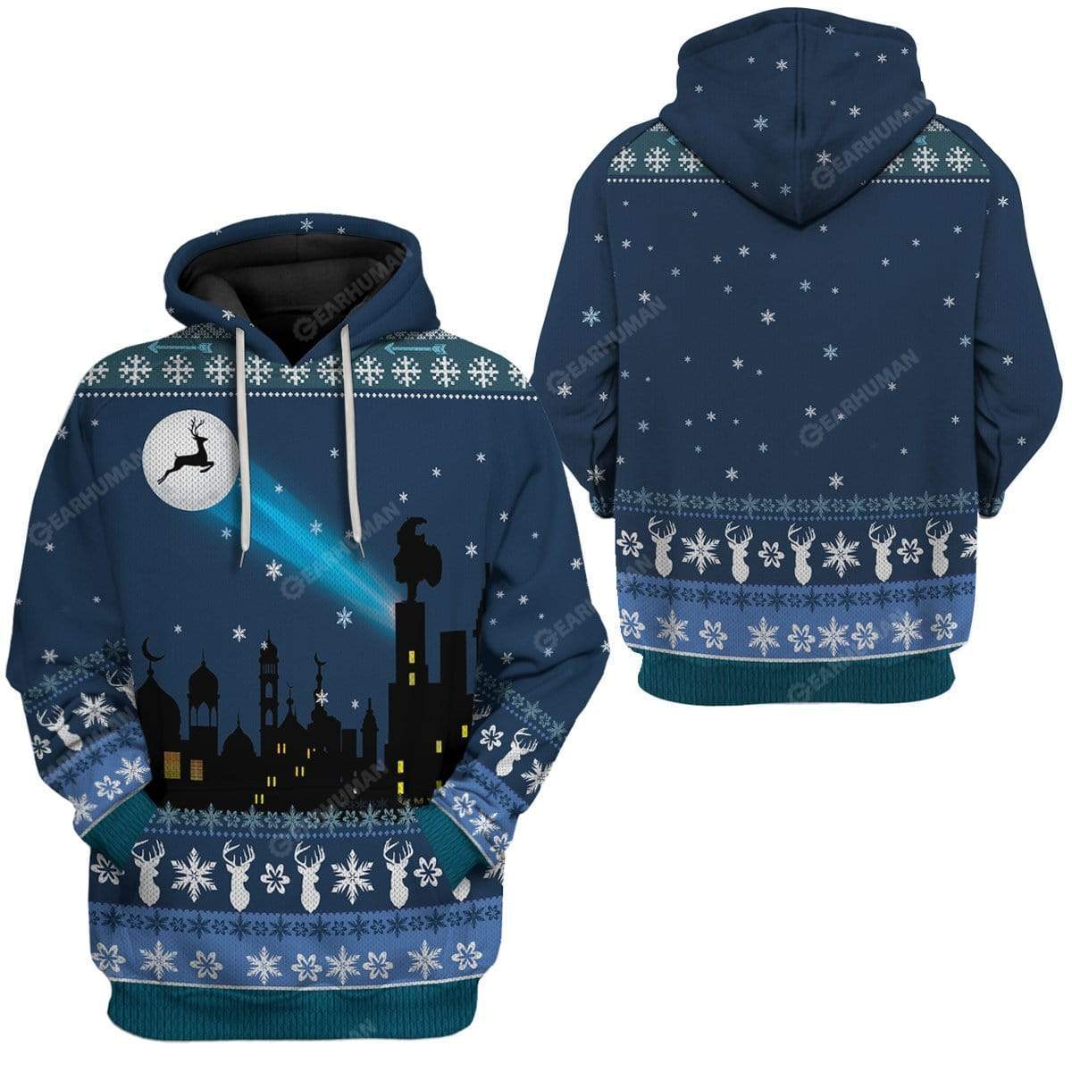 Ugly Reindeer Signal Light Up Christmas Custom T-Shirts Hoodies Apparel HD-TA2911196 3D Custom Fleece Hoodies 