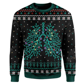 Gearhumans Ugly Respiratory Christmas Lights Custom Sweater Apparel