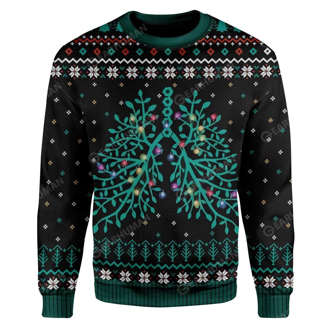 Ugly Respiratory Christmas Lights Custom Sweater Apparel HD-TA2611197 Ugly Christmas Sweater Long Sleeve S 
