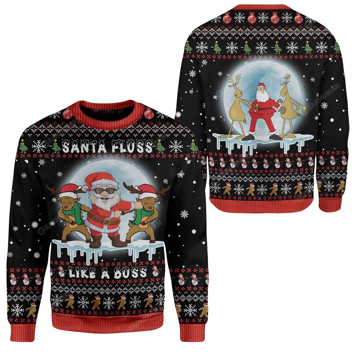 Ugly Santa Floss Like A Boss Custom T-shirt - Hoodies Apparel HD-DT21111901 3D Custom Fleece Hoodies 