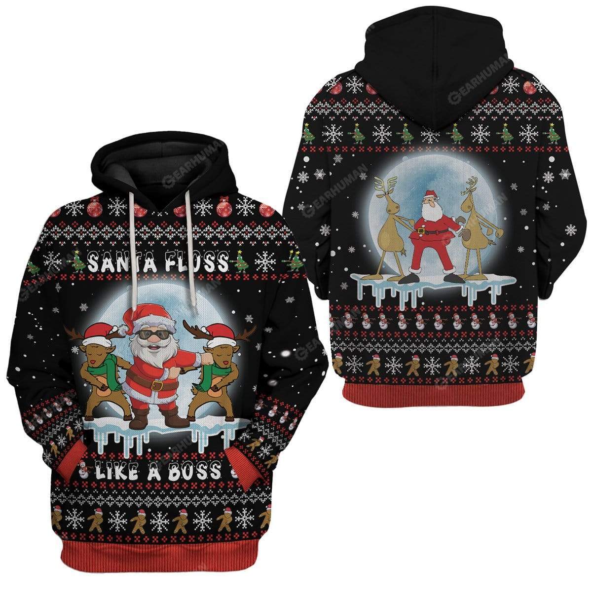 Ugly Santa Floss Like A Boss Custom T-shirt - Hoodies Apparel HD-DT21111901 3D Custom Fleece Hoodies 