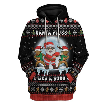 Gearhumans Ugly Santa Floss Like A Boss Custom T-shirt - Hoodies Apparel