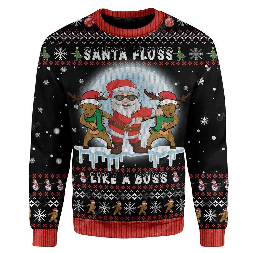 Ugly Santa Floss Like A Boss Custom T-shirt - Hoodies Apparel HD-DT21111901 3D Custom Fleece Hoodies Long Sleeve S 